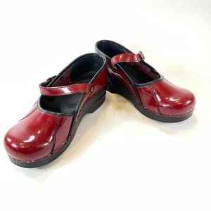 Dansko Women's size 37 (7) red patent leather mary jane clog, gently used